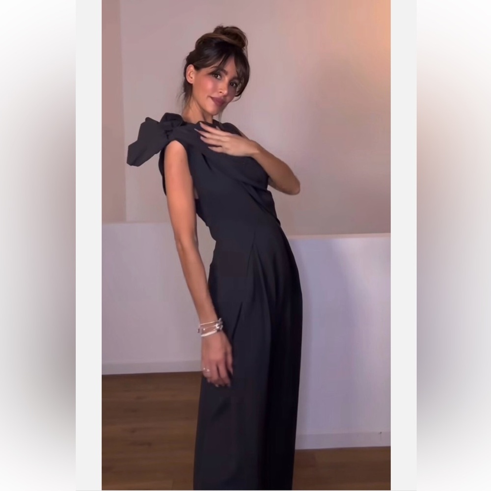 ZARA VOLUMINOUS BOW SHULDER DRAPED JUMPSUIT LIMITED EDITION BLOGGER FAV
